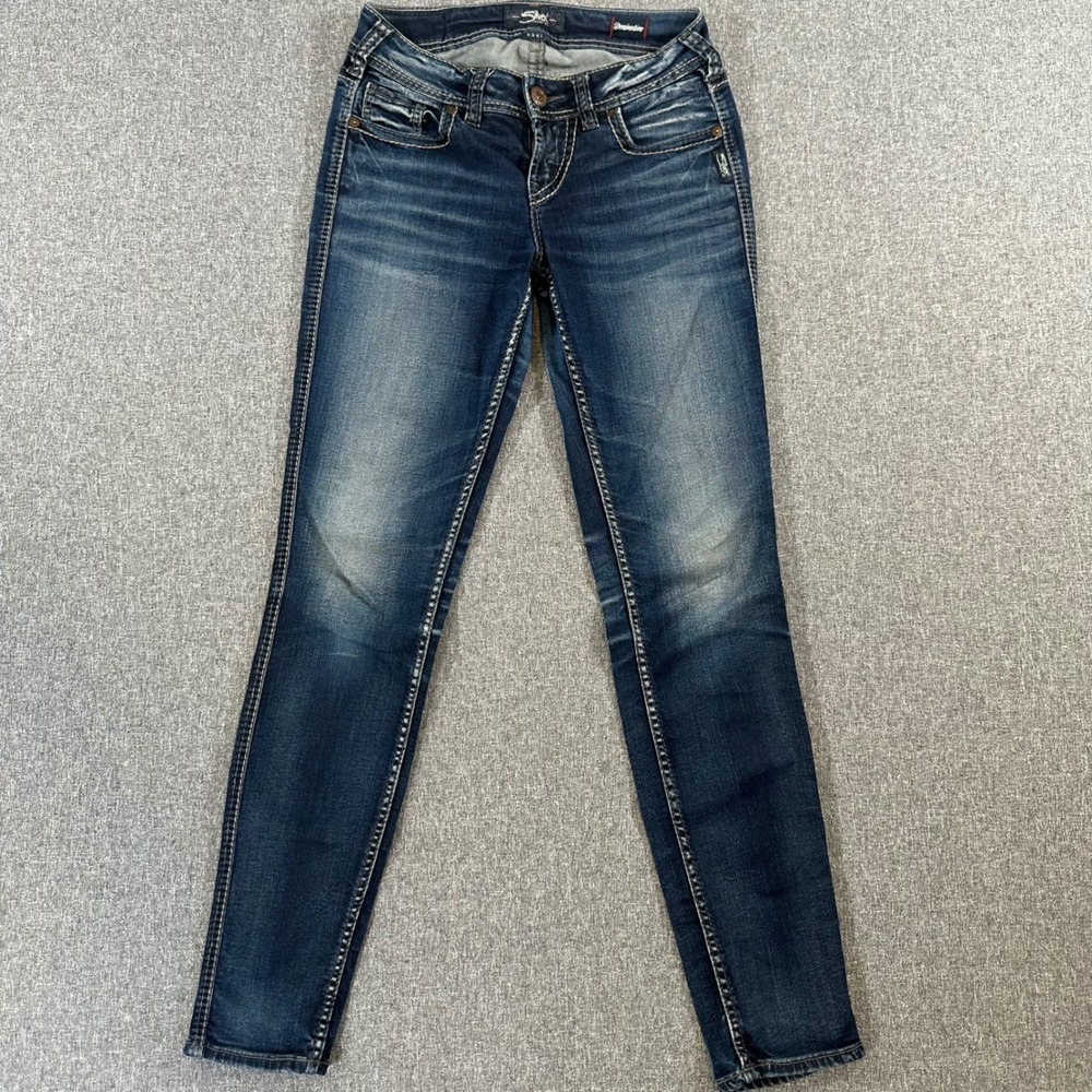 Silver Jeans Co Suki Mid Skinny Dark Wash Blue Denim Pants Womens W26 L31 L93136